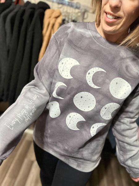 Moon Phases Hand-Dyed Crew w/ Sleeve Detail RTS
